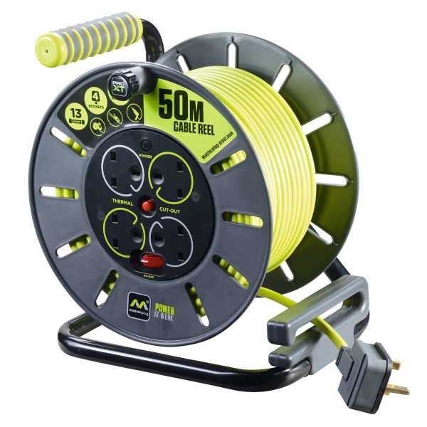 50 Metre 13A 4 Gang Large Open Cable Reel | Electricbase